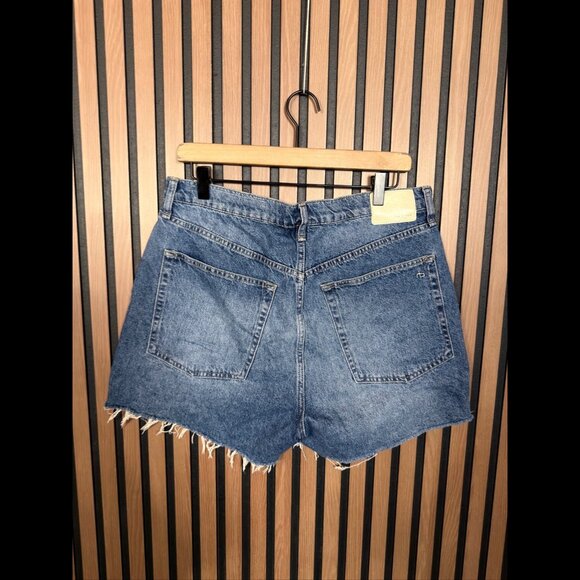 Rag & Bone Jean Shorts 32 Blue Cut Off High Rise Fray 5 Pocket Denim Button Fly - Picture 2 of 10